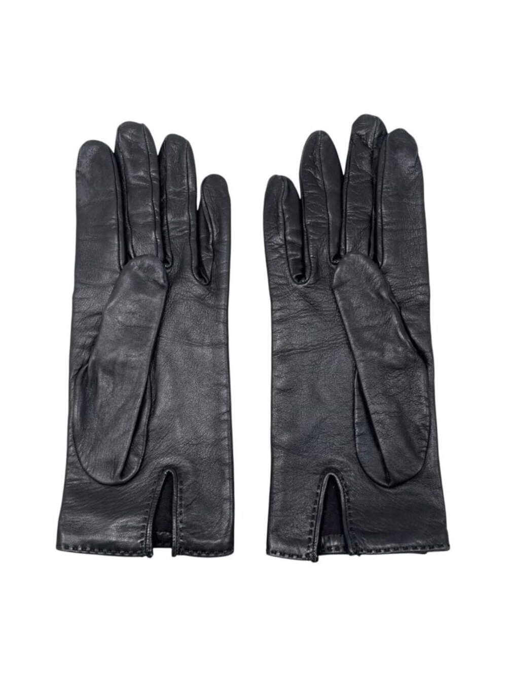 Hermes Gloves Kelly Cadena 7 Sizes Leather Black Silver - Picture 2 of 11